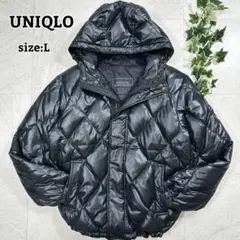 希少【OLD UNIQLO】00s y2k ダイヤキルト ダウン フード 光沢