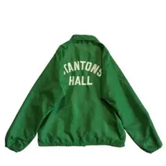 70s USA製 ナイロン コーチジャケット 黄緑 白 グレー バックプリント