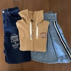 ジェニィ 裏毛パーカー　スカパン　裏起毛デニム　3点セット