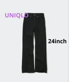 UNIQLO スリムフレア デニムパンツ ブラック 24inch 丈短め