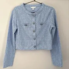 H&M ライトブルー ノーカラージャケット S