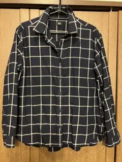 UNIQLO ネイビー ホワイトチェック シャツ M