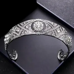 シルバープリンセス ウェディング ヘア アクセサリー クラウン ティアラ i