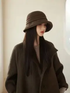 レディース帽子 UVカット帽子 深め つば広帽子 小顔効果 紫外線対策　焦げ茶色