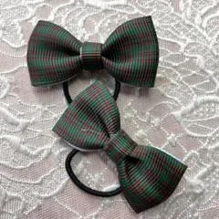 チェック柄リボンヘアゴムセット