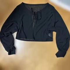 Dazy Lサイズ　黒の透け感クロップドカーディガン