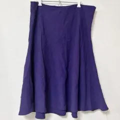 パープル Aライン フレアスカート 濃紫 XL ストレッチ ひざ丈 無地
