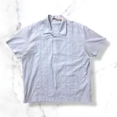 キューバシャツ グァジャベーラ刺繍開襟グアヤベラシャツXL水色オープンカラー古着のサムネイル