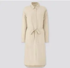 ユニクロ　シャツワンピース　ロングワンピース 白　オフホワイト L