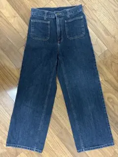 GU パッチポケットセミワイドジーンズ ネイビー Sサイズ