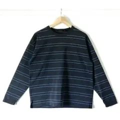 【美品】ニコアンド エコマルチ ボーダー ロンT グレー M 秋服 リサイクル糸