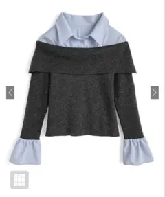 シャツドッキングオフショルダーニットトップス[ru1257]