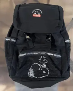【美品】スヌーピー PEANUTS リュック バックパック 黒 背面ファスナー付