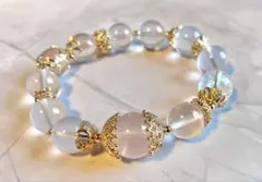 スターローズクォーツ×ピンクアゼツライト デザインブレスレット