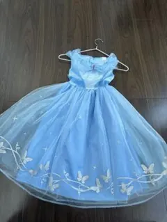 水色の蝶刺繍ドレス　シンデレラ風