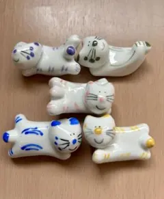 猫の陶器製 箸置き5個セット