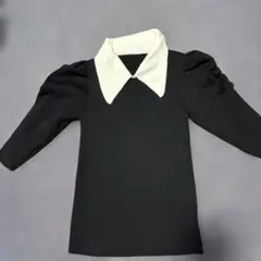 黒いリブ編み半袖トップス　グレイル　GRL