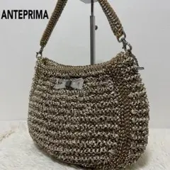 アンテプリマ クリスタッロフィオッコ ワイヤー ゴールド リボン付きハンドバッグ