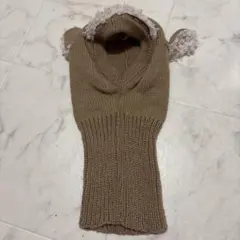 ベビー用　ベージュの動物耳付きニット帽