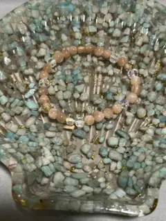 オレンジムーンストーンビーズブレスレット