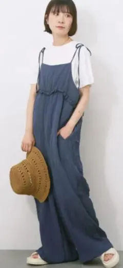 美品 ワッシャー フリル ボリューム サロペット サマンサモスモスブルーのサムネイル