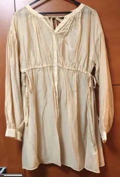 アースミュージック&エコロジー 長袖シアーチュニック ベージュ F 羽織り