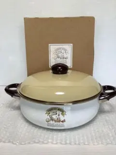 ジャンボ28 ホーロー 両手鍋 28cm 昭和レトロ ガラス蓋付き - メルカリ