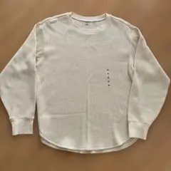 ユニクロ　WOMEN ワッフル　クルーネックT オフホワイト