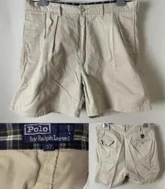 名作 ポロ ラルフローレン 2タック チノショーツ ハーフパンツ 短パン W37