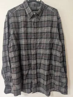 【00s】エディーバウアー 厚手ネルシャツ XL グレー黒 赤ライン ゆるだぼ