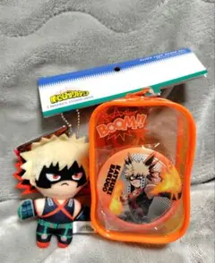 ユニバ USJ 爆豪勝己 ぬいぐるみ プラッシュケースバッジセット