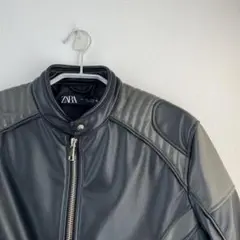 ZARA ザラ コントラストフェイクレザー バイカージャケット