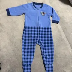 【着用少なめ】UNIQLO ミッキー 足つき ロンパース 80cm チェック柄