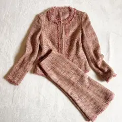 希少　ANAYI ツイード ノーカラー ジャケット スカート セットアップ