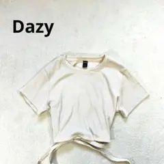 【Dazy 】M 半袖クロップドTシャツ リボン付き　ショート丈　クリーム色
