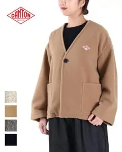 DANTONウールパイルVネックノーカラージャケットDT-A0542SWP