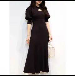 MERCURYDUO 襟付きボレロレイヤード風ニットワンピース パープル