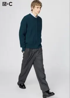 UNIQLO C イージーワイドテーパードパンツ ダークグレー Lサイズ