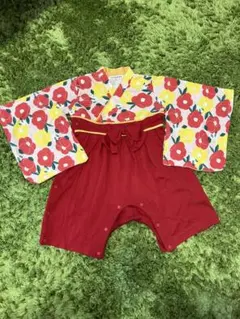 着物風ロンパース　椿柄　90センチ