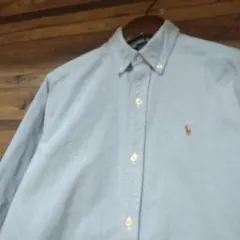 90's ラルフローレン３色ポニー ロゴ刺繍 オックスフォード シャツ