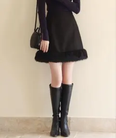 裾ファーハイウエストミニスカート ファー付きミニスカート