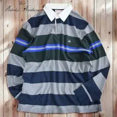 03M789◯ Brooks Brothers 刺繍ロゴ 長袖 ラガーシャツ M