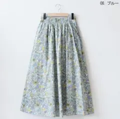 『natural mist』フラワープリントコットンローンスカート　ブルーのサムネイル