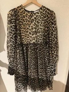 新品タグ付き✨GANNI レオパード柄 ミニ丈ワンピース 総柄 派手 36