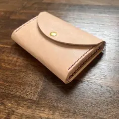 本革 栃木レザー 牛革 ハンドメイド ミニ財布 ナチュラル