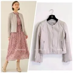 【ANAYI】定価7.5万　ラムレザー　ノーカラージャケット　ブルゾン　羊革