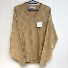 日本製LINDBERGH凹凸ブロックチェック Vネックニットセーター M 新品のサムネイル