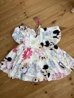 ミッキーマウス フラワー柄 ワンピース 110cm