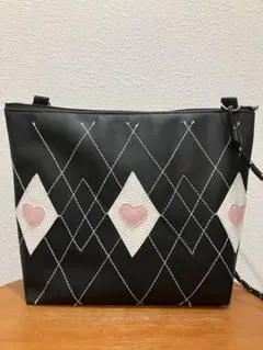 passionブラック ×アーガイルダイヤ柄×Heartサコッシュ ショルダー