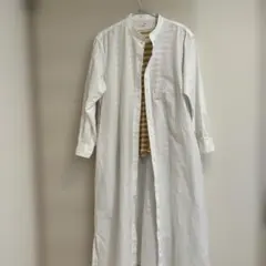 ホワイト ロングシャツワンピース XS-S